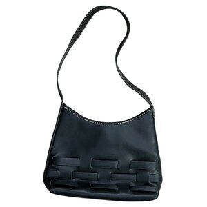 Vintage Nine West Faux Leather Mini Shoulder Bag Black 90s Y2K Minimalist